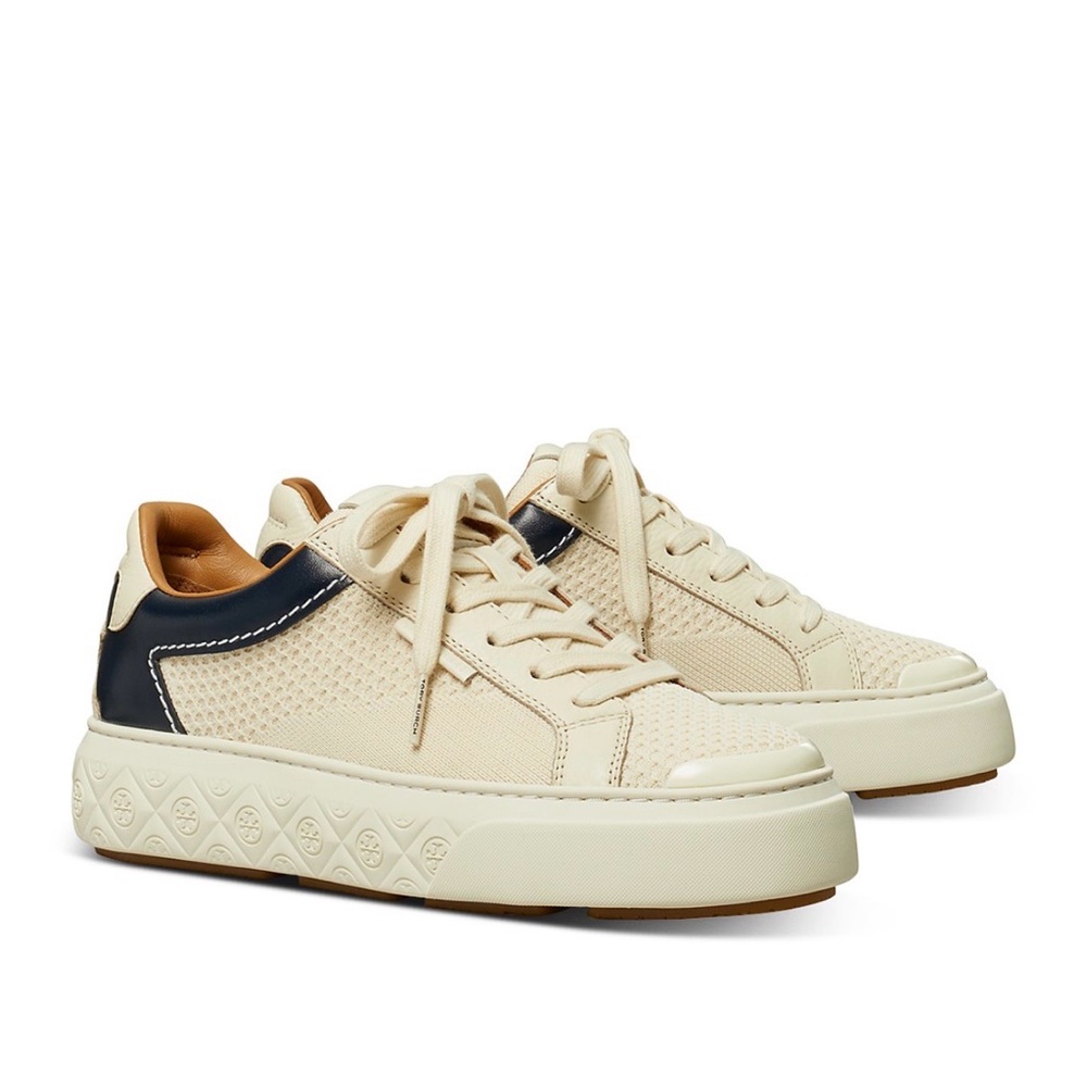 Tory Burch Cream and Navy Sneakers